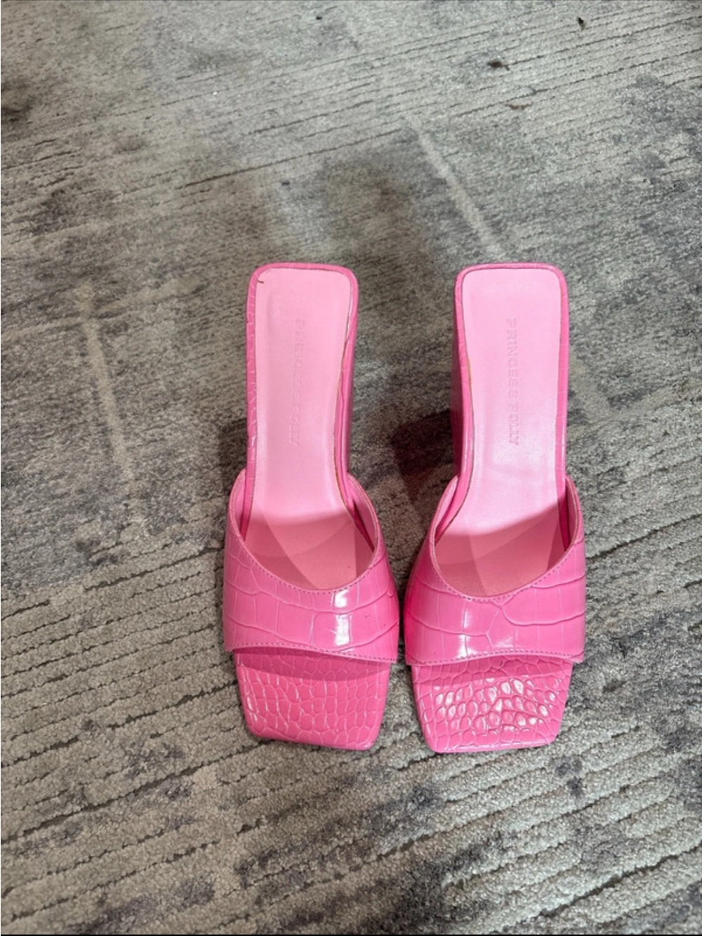 Pink Square-Toe Slide wedge Heels - Princess Polly